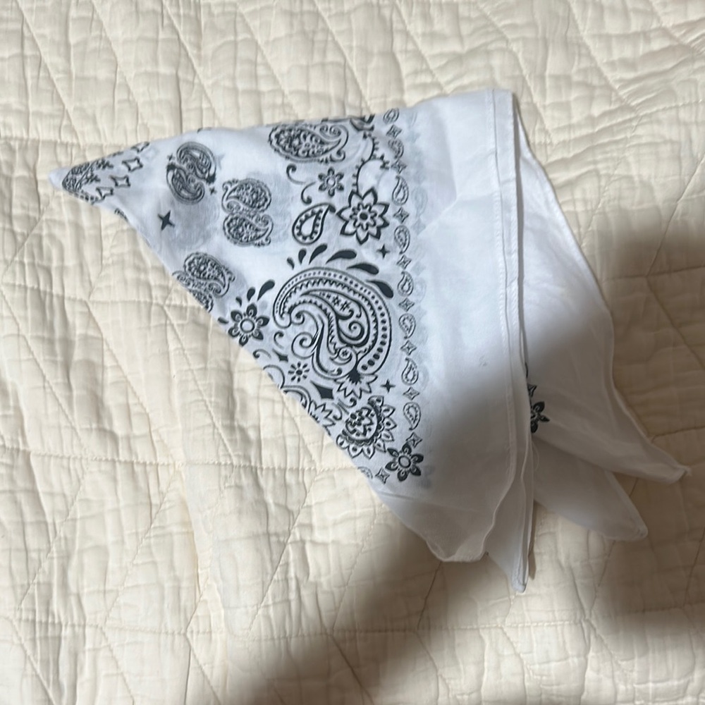 White Bandana with Paisley Print